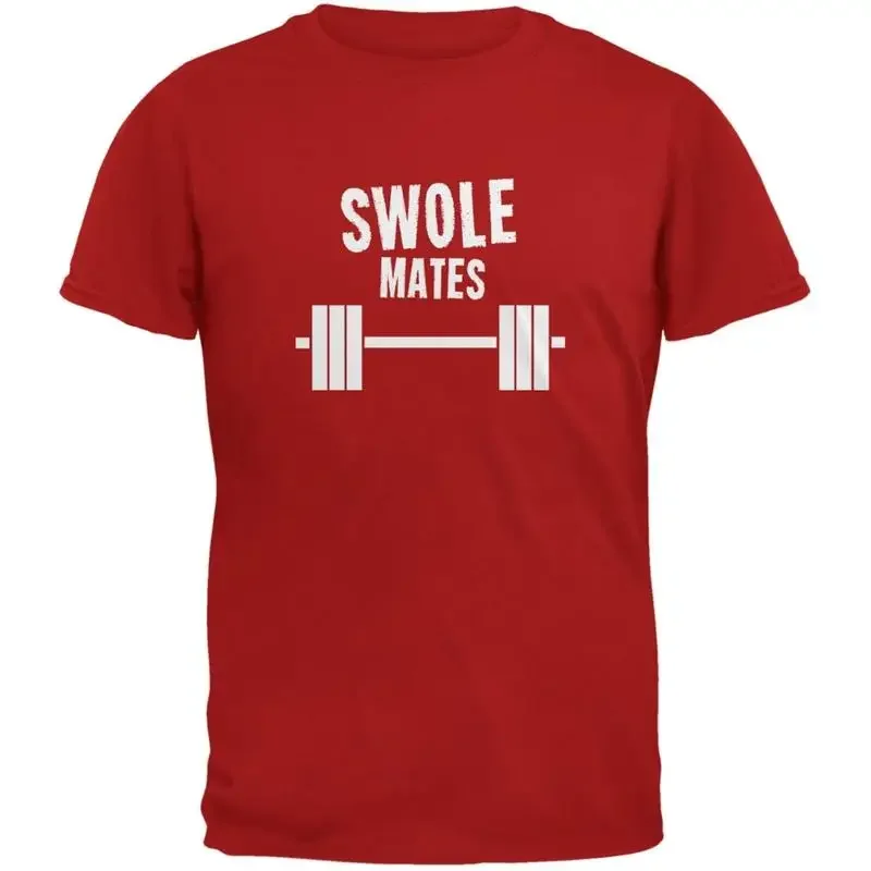 Valentine's Day Swole Mates Red Adult T Shirt