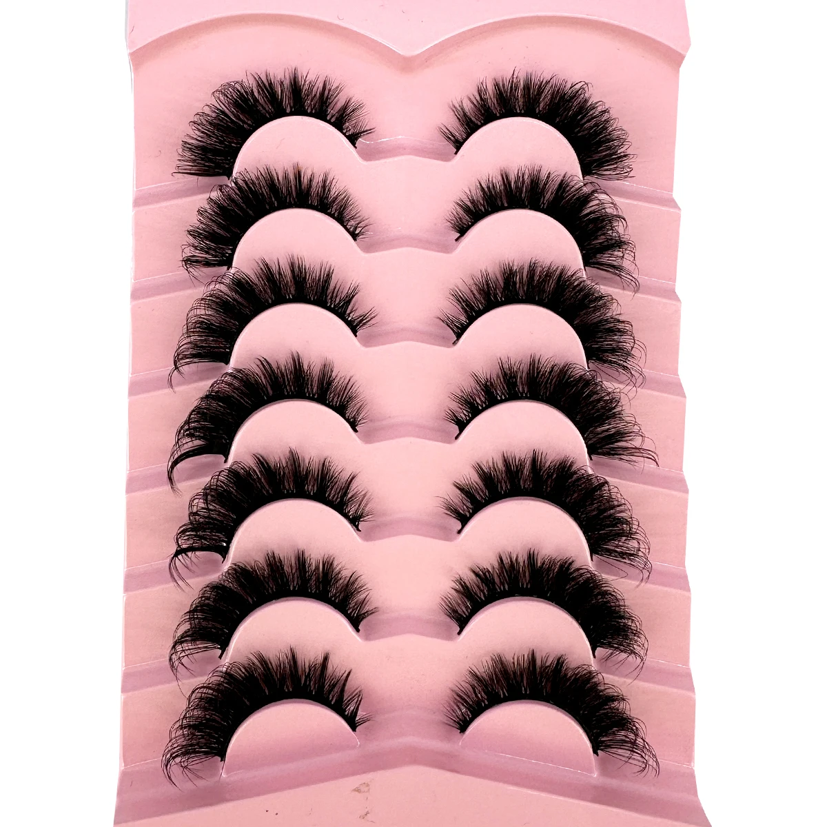 NEW 7pairs Classic 3D Volume Lashes Cat Eye Faux Mink Lash Natural Wispy Russian Strip Lashes Makeup Dramatic False Eyelashes