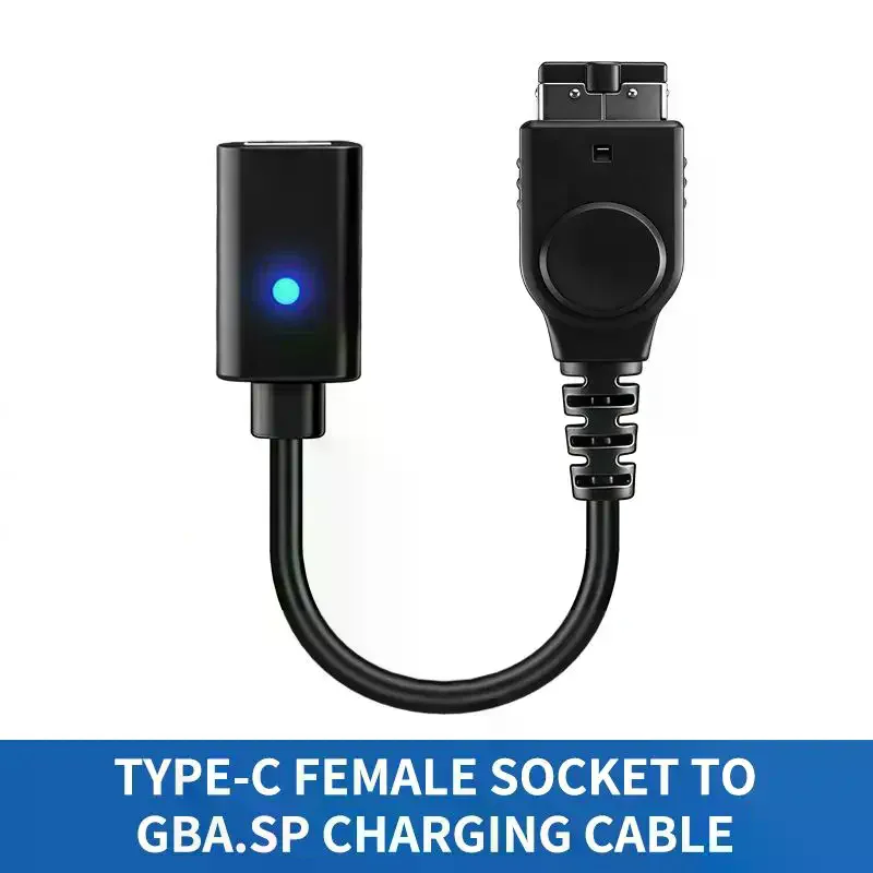 Câble de chargement USB Type C pour GBA SP Game Boy Advance, avec indicateur LED, fil d'alimentation, cordon pour console de jeu