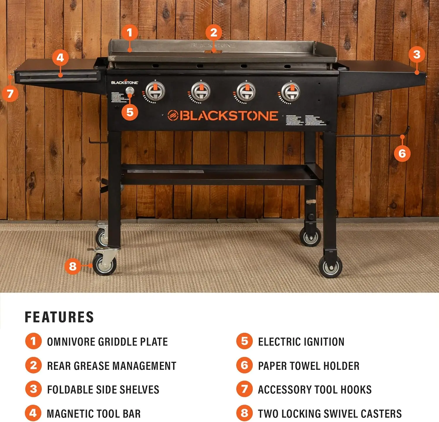 Portable Outdoor Gas Griddle 4 Burner Propane Flat Top Grill, BBQ Cooking Station for Camping and Backyard, 36 Inch, Black