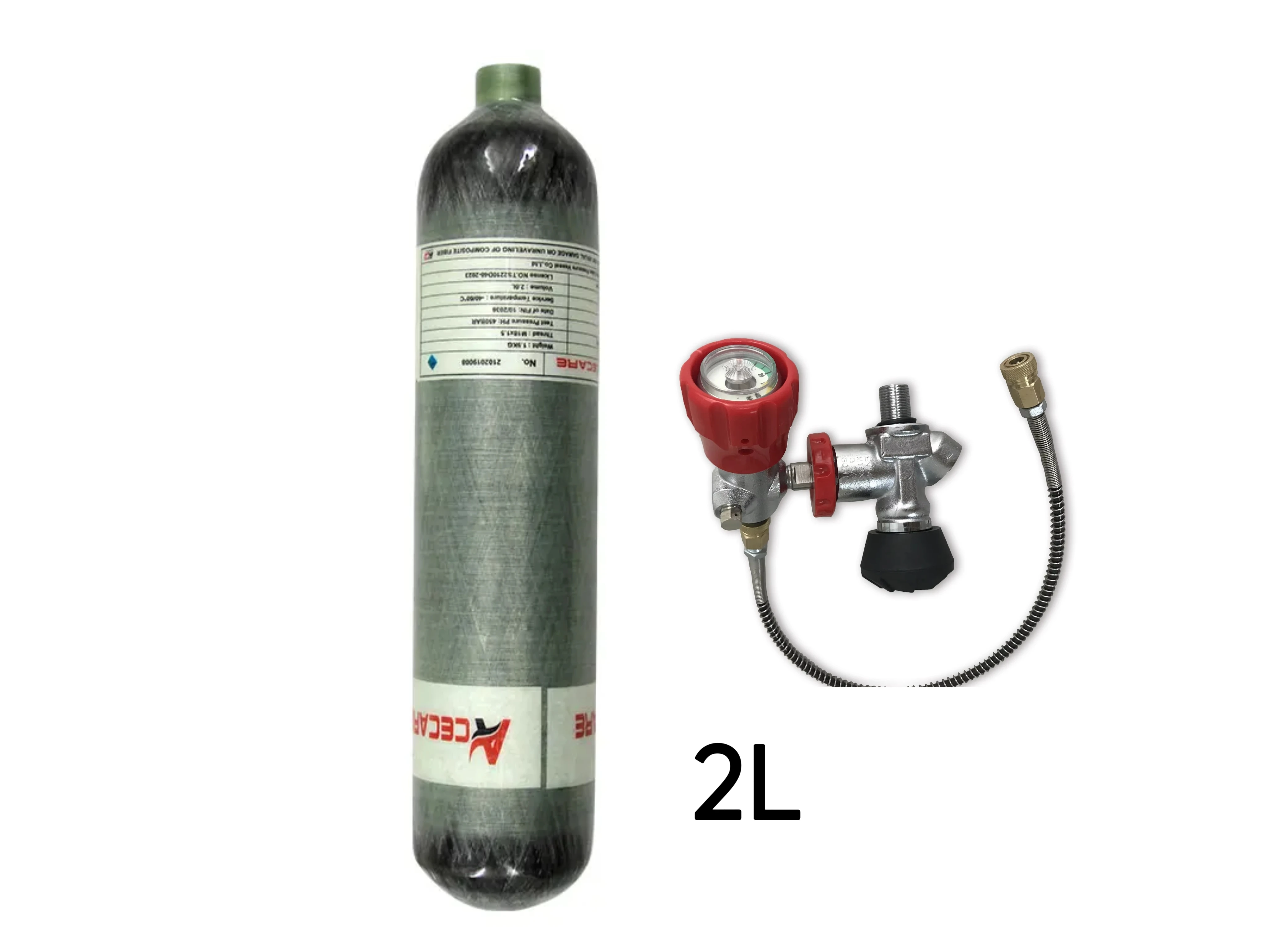 ACECARE 2L Carbon Fiber Cylinder With Filling Station Regulating Valve 300Bar 4500Psi High Pressure Tank for Diving Scuba