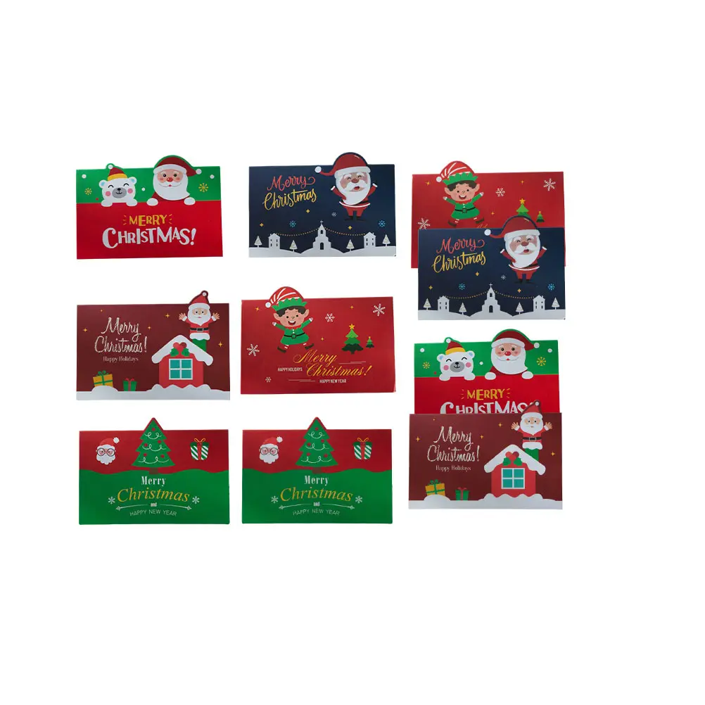 10 Sets Xmas Thank Cards Blessing Cards Material Lover Friends Festival Gift Christmas Greeting Envelopes