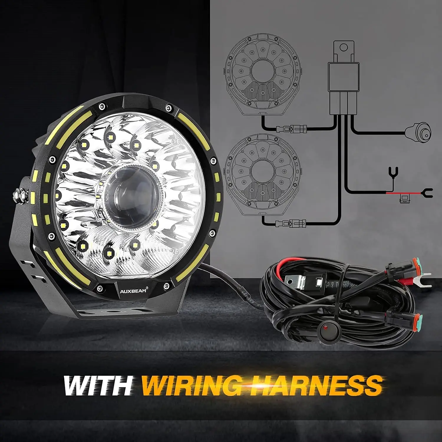 7 Inch Round Driving Light, 360 Pro Series 33332LM Round LED Offroad Light Bar Spot Flood Combo Beam Ditch Lights