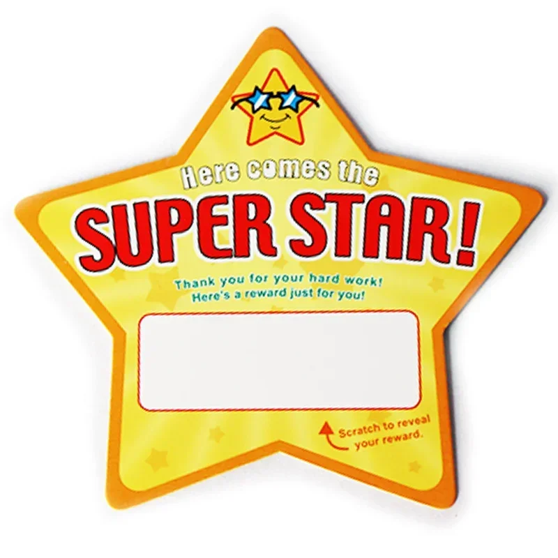 50Pcs Big Size Reward Scratch Cards Lucky Encourage Praise Stickers Kids Early Learning Teaching Aids Kindergarten Family Game