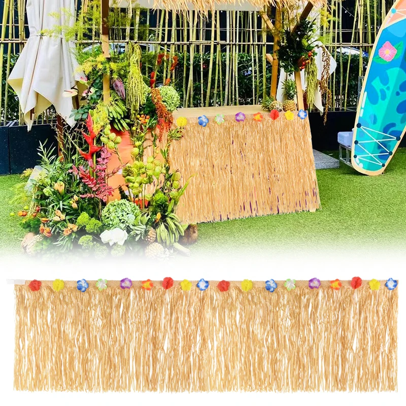 

Hawaiian Party Decorations Luau Grass Table Skirt Straw Tropical Luau Theme Wedding Birthday Supplies Summe Beach Party Decor