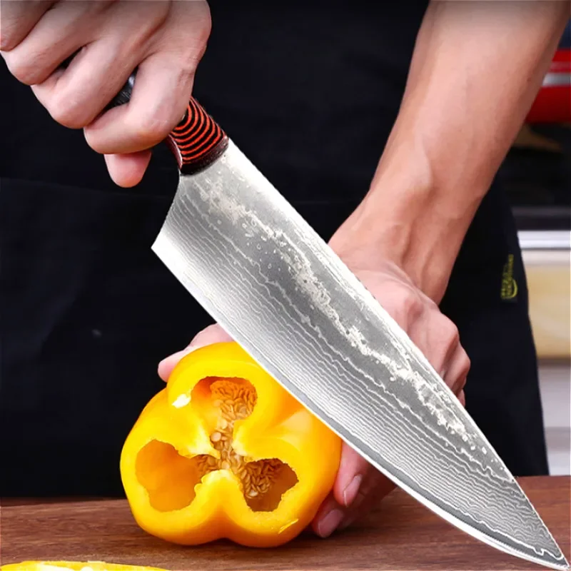 Japanese 8 'Damask steel VG10 steel core sharp kitchen slicer Japanese sashimi cooking knife cooking knife sand cutting knife