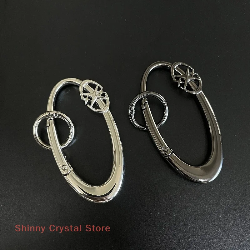 Y2K Punk Star Oval Metal Carabiner Keychain Mountaineering Car Key Ring Gothic Backpack Waist Hanging Decor