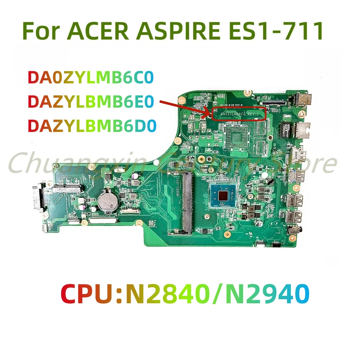 

Suitable for ACER ASPIRE ES1-711 laptop motherboard DA0ZYLMB6C0 DAZYLBMB6E0 DAZYLBMB6D0 with CPU 100% Tested Full Work