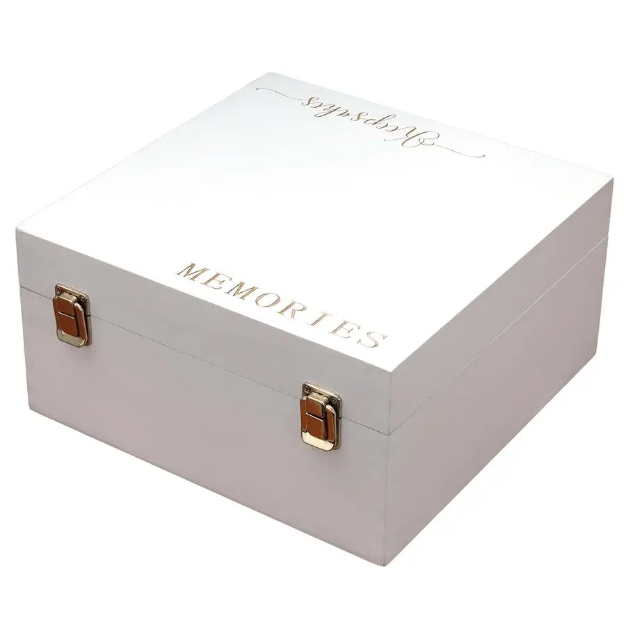 

Keepsake Box for Memories, White Wooden Storage Box, Large Size