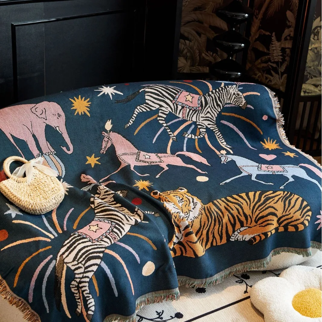 

Пыленепроницаемый диван, ковер на заказ, гобелен с принтом, цирковые животные, дизайн, звездное небо, Настенный декор, подарок для спальни