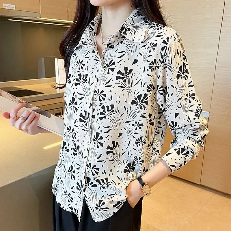 

New elegant printing blouses casual daily Ladies' Shirts Fashion Women's Button-Down Tops blusa mujer