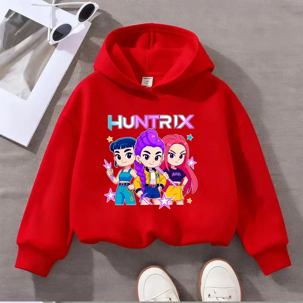 سويت شيرت Huntrix Kids للفتيات والفتيان مطبوع عليه شخصيات كرتونية كاجوال بأكمام طويلة للأطفال الصغار