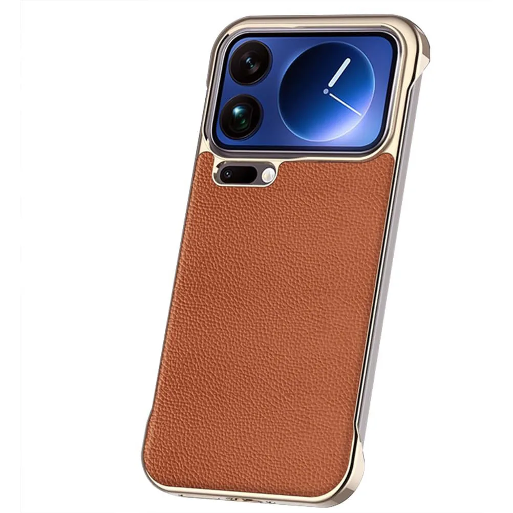 

PU Leather Frameless Case for Xiaomi 17 Pro Max/17 Pro/17 - Metal Trim, Slim Design, Luxury Feel