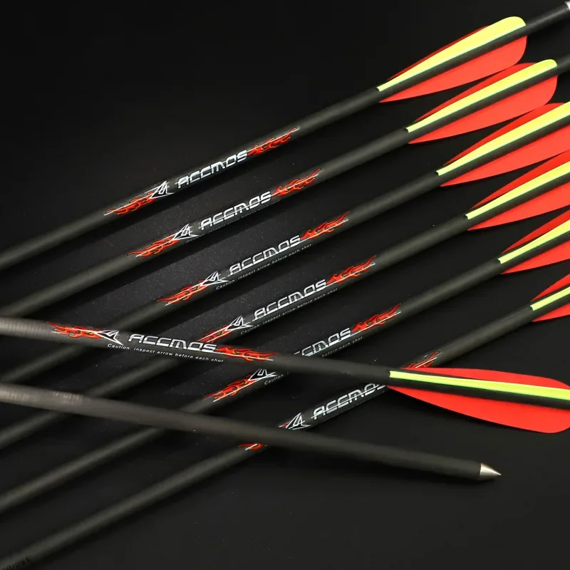 6/12pcs Archery Carbon Arrow ID 8mm 32inch Spine 300/350/400/500 for Hunting Shooting