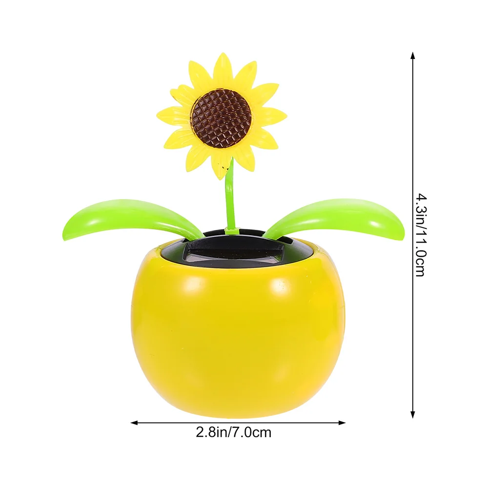 Solar Automatic Swing Car Ornaments (sunflower) Office Decor Plant Shake Your Head Home Decoration Plastic