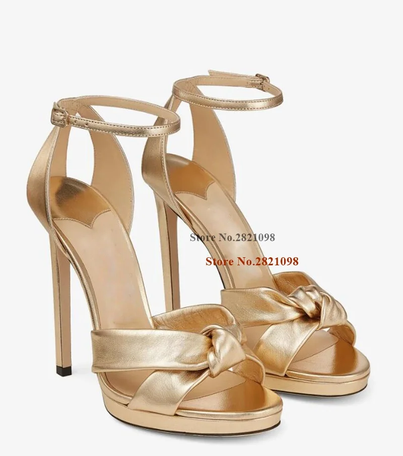 Rosie 120mm Metallic effect Sandals In Golden High Heel Shoes Women Ankle Wraps Thin Heeled Summer Party Shoes