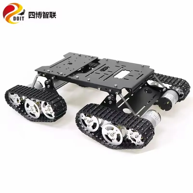 Ts400 grande metal 4wd robô tanque chassis kit rastreado rastreador absorção de choque educação robótica carga pesada diy para arduino