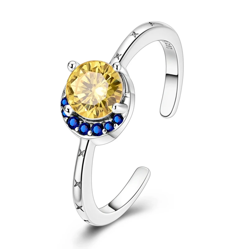 

Original 925 Sterling Silver Sun And Moon Shine Together Opening Ring For Women Exquisite Birthday Party Jewelry Gifts