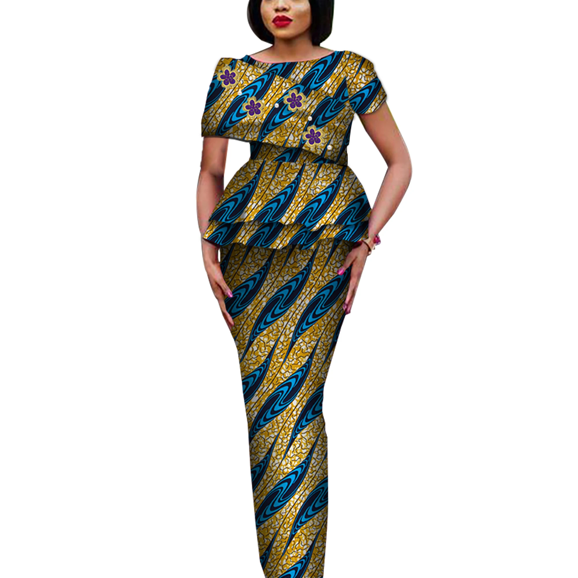 Conjunto de blusas e saias com estampa africana, roupas africanas, blusa feminina elegante e saias longas, conjunto de 2 peças, vestido de festa
