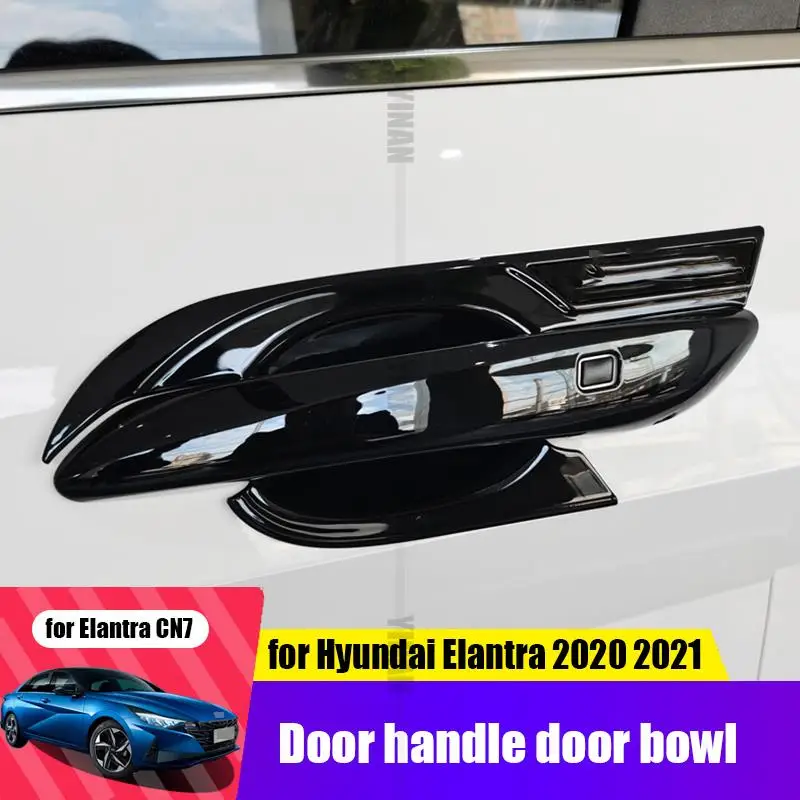 for Hyundai Elantra CN7 2020 2021 ABS carbon fiber stainless steel side door handle cover decoration anti-scratch modification