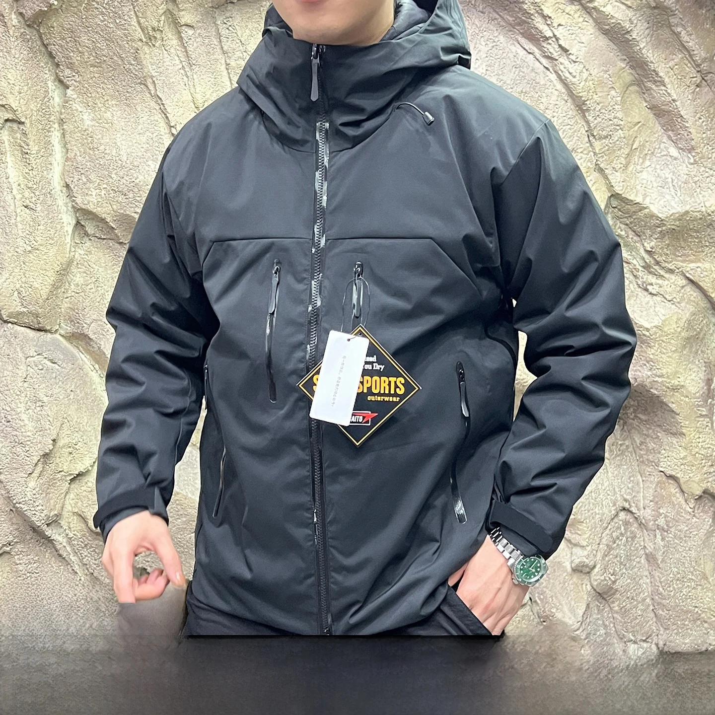 

Alfa Climbing Series Waterproof Windproof Cotton Jaet Youth Casual Stand Fit Long Sve Hooded Cleanfit Regular Length