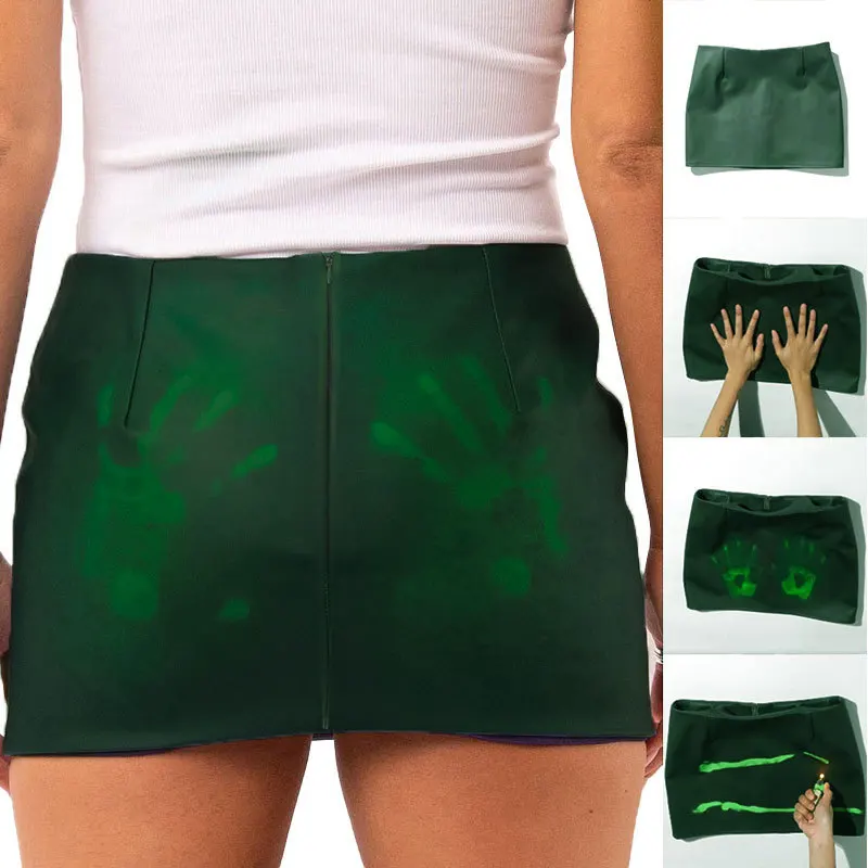 

M22SK186 European And American Cross-border Women's Clothing 2022 Summer New Special Fabric Heat-changing Hip-wrapped Miniskirt