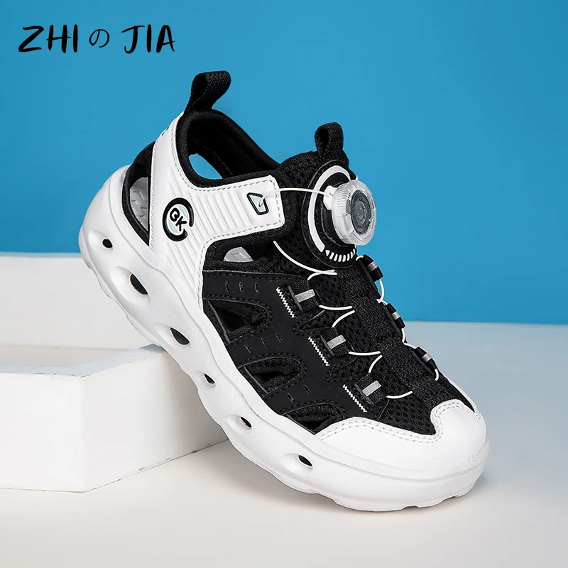 Children's Summer New River Tracing Shoes Outdoor Beach Quick Drying Shoes Breathable Hole Sandals Rotary Buckle Casual Sandals