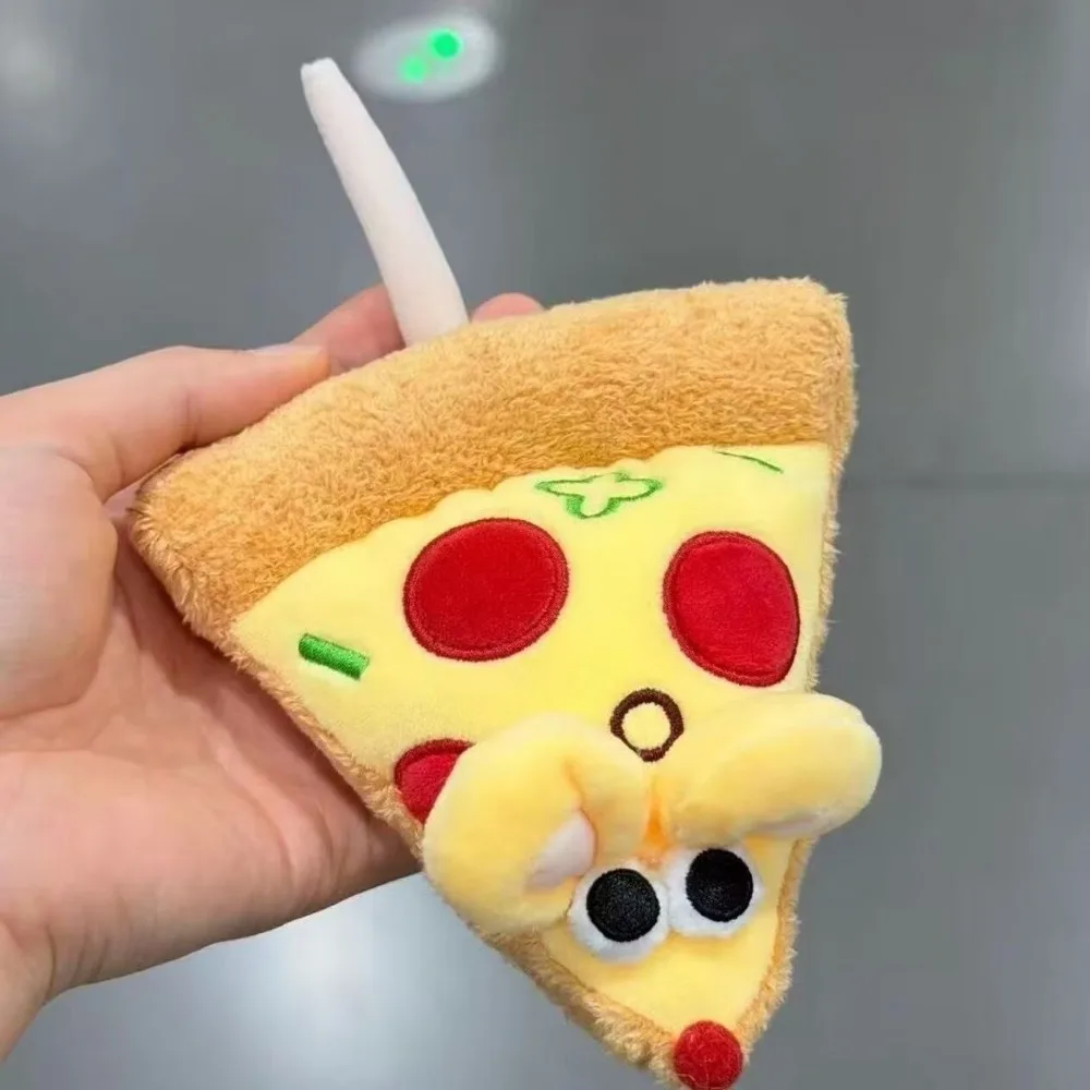 Soft Plush Pizza Mouse Plush Keychain Exquisite Embroidery Red Color Pizza Slice Plush Charm Cute Cartoon Mouse Pendant