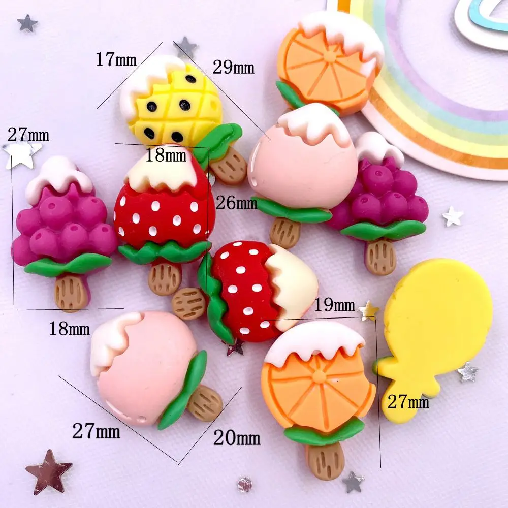 Colorful Resin Big Fruit Popsicle Flatback Cabochon Stone Figurines Applique Home Decor Crafts 10pcs DIY Christmas Scrapbook OM4