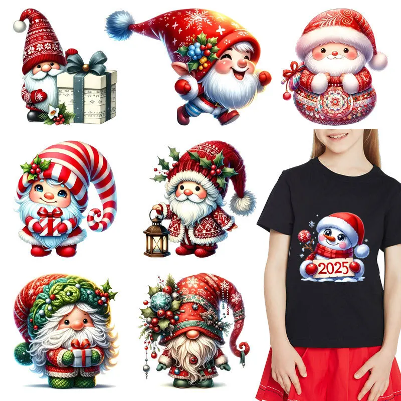 18CM Cartoon Cute Santa Claus Iron On Patch Thermal Transfer Diy Accessory Washable Arts Crafts Ironing Vinyl Stickers Patch