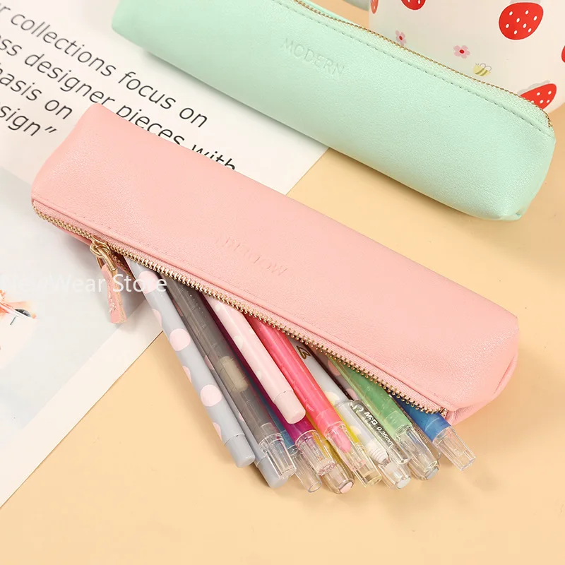 Small PU leather pencil bag cute pencil case School stationery storage bag kawaii Girl pen case Student pen bag School supplies