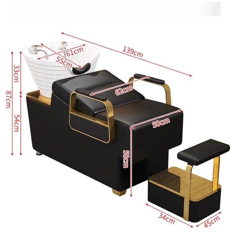كراسي شامبو فاخرة لغرفة المعيشة كراسي شامبو لمستحضرات التجميل بذراع من جلد البولي يوريثان الحديث أثاث صالونات التجميل للاسترخاء أثاث صالونات الصالون المعدنية #6