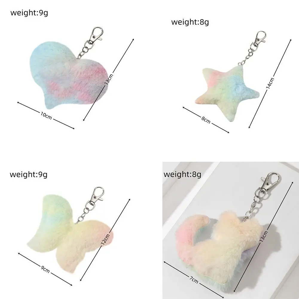 Fashion Plush Peach Heart Star Pendant Colorful Hanging Decoration Butterfly Keychain Cartoon Cat Bag Pendant Bag Accessories