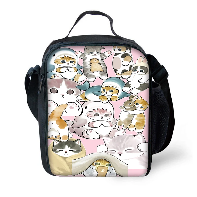 Bambini isolati Cute Cat Mofusands borsa di grande capacità per ragazzo e ragazza studente Picnic all'aperto Resuable Thermal Cooler Lunch Box