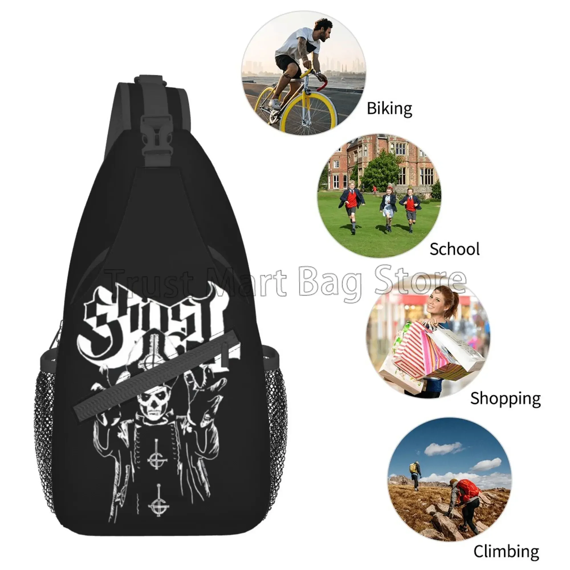 Ghost Band Chest Bag Ghost B.C. Crossbody Shoulder Backpack Casual Sling Bag Travel Hiking Daypack for Men Women