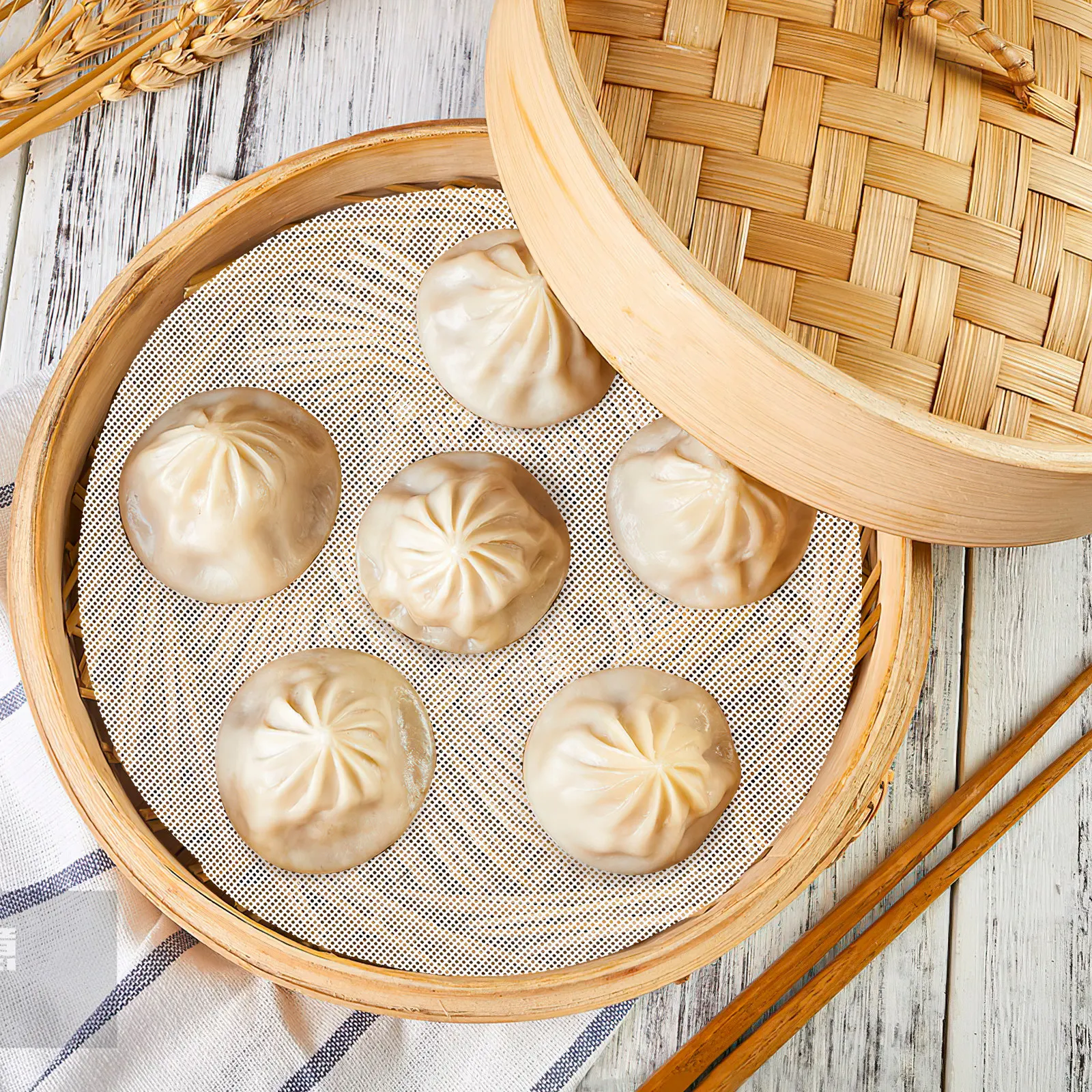 

5Pcs Silicone Steamer Pad Non-Stick Reusable High Strength Friction Resistant Easy Clean Dim Sum Rice Cake Baking 30cm