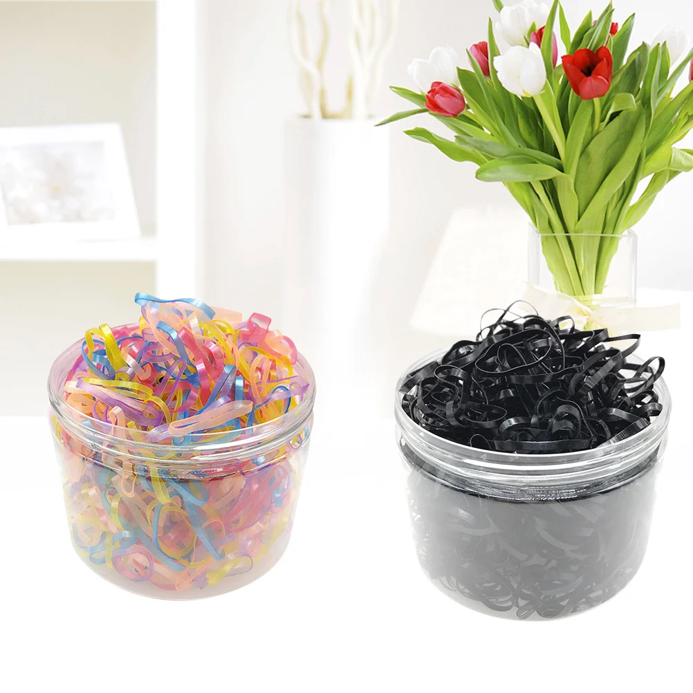 1000Pcs Rubber Bands Box Set Multicolor Elastic Hair Bands Disposable Hair Ties for Handcraft Ponytail Holder