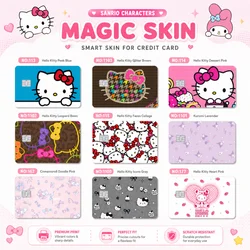 Sanrio Anime Bank Credit Cards Hello Kitty Kuromi Melody Pass Stickers Decoration Waterproof Scratch Resistant Stickers