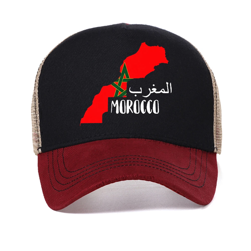 

Morocco Map Flag Graphic baseball cap Men Moroccan Men's Printed caps fashion summer Breathable sun hats mesh adjustable hat