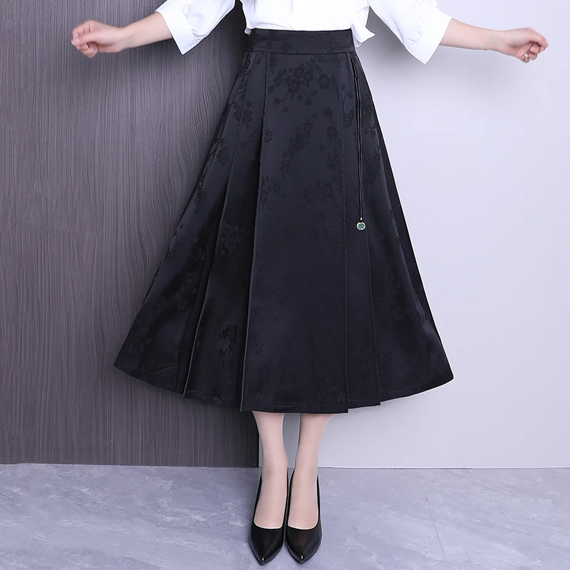 

New Chinese Sle High Waist Midi Skirt Women's Spring Summer 2025 Floral Embroidery f Body Skirt Long Skirt Autumn