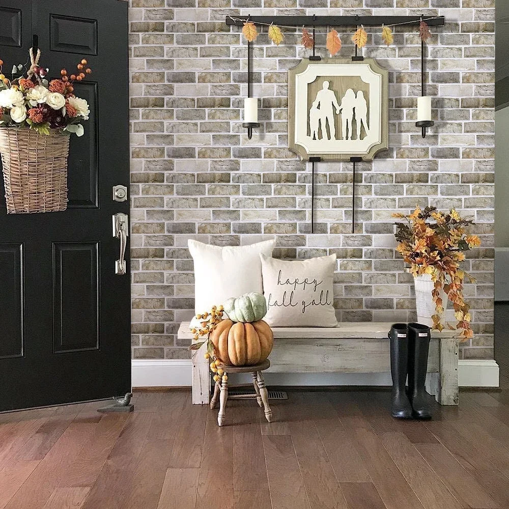 5/10pcs 3D Faux Brick Peel and Stick Wall Panel Farmhouse Self-adhesive Tile Sticker Mold Water Resistant 30cm X 30cm