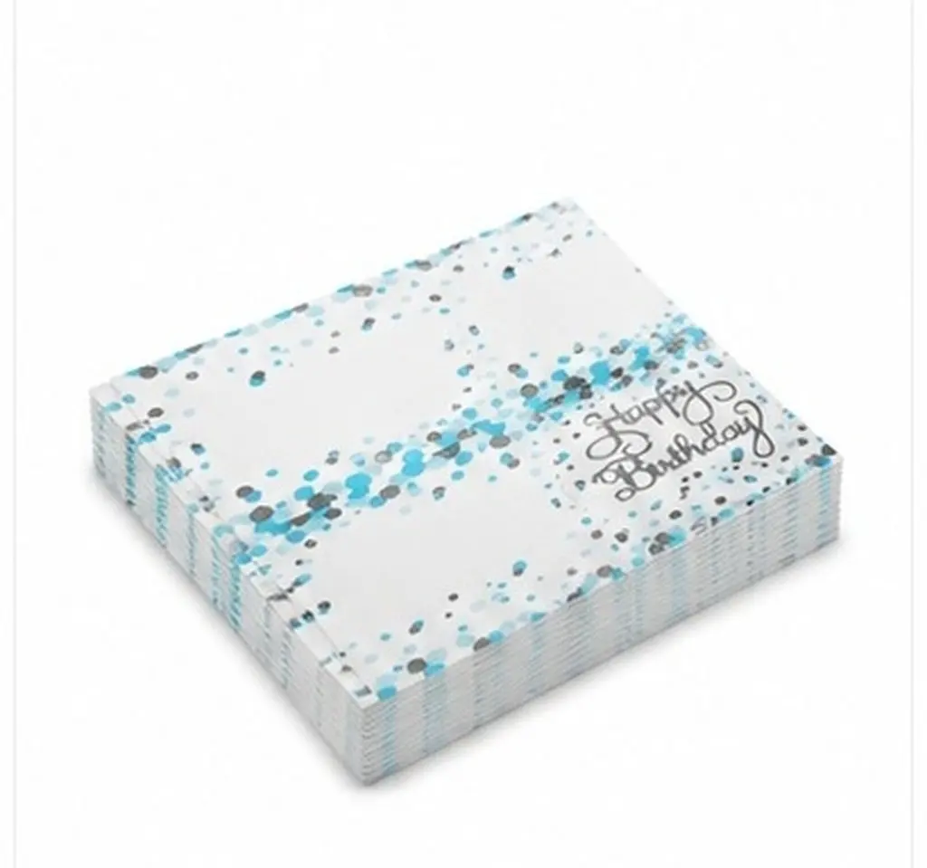 40Pcs Blue Polka Dot Silver Foil Napkins Modern Birthday Party Disposable Paper Napkins Cocktail Table Birthday Party Napkin