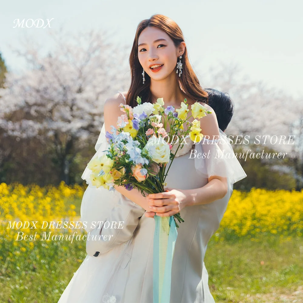 

MODX Elegant Organza Korean Wedding Dress V-Neck Spaghetti Straps Bridal Gown Floor Length Vestidos Novias Boda Women Customized