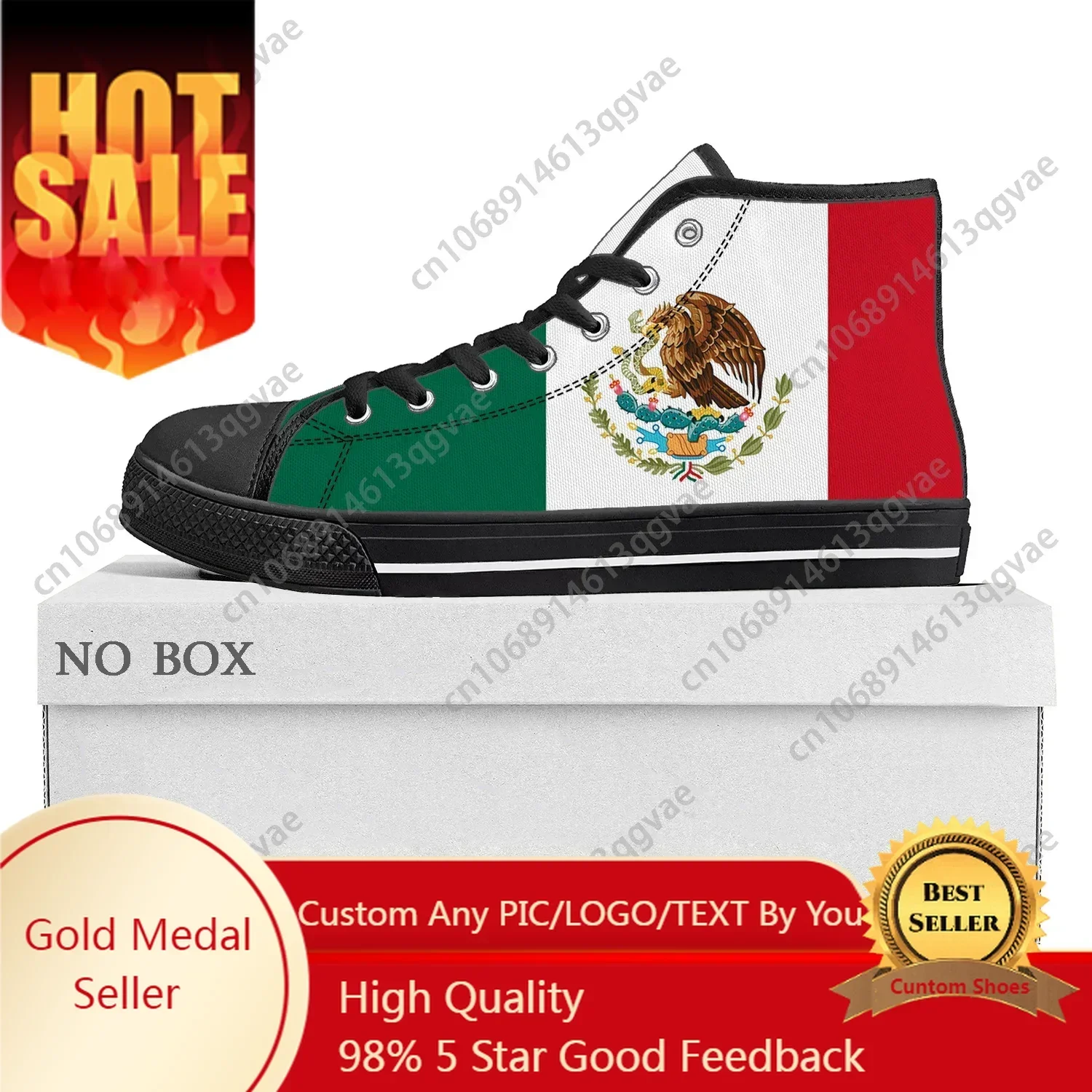 Mexican Flag High Top High Quality Sneakers Mens Womens Teenager Canvas Sneaker Mexico Casual Couple Shoes Custom Shoe