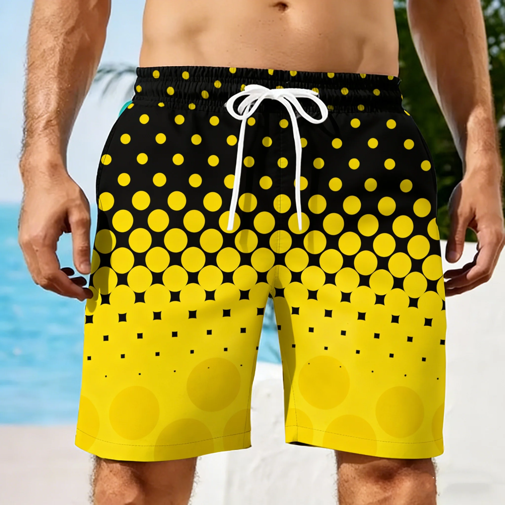 2026 Men's Shorts Geometric Pattern 3D Print Swim Shorts Men New Summer Casual Fashion Beach Party Shorts Male Hawaiian Shorts