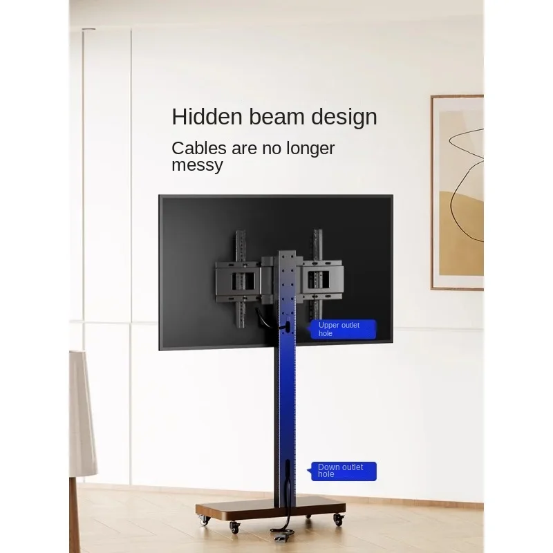 TV Floor Stand Horizontal and Vertical  Rotating Live Broadcast Screen Advertising Universal Hanger Movable Trolley with Wheels