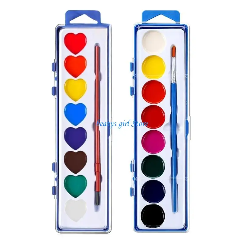 

C7AB 8 Color Watercolor Cake Paint Box Vibranting Color Easy To Blend For All Skill Levels