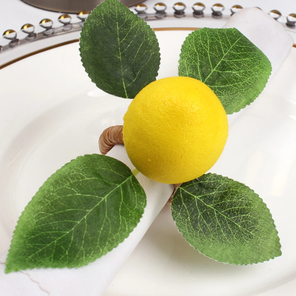 

6Pcs Lemon Napkin Rings Decor for Banquet Celebration Napkin Holders for Cloth Napkins Reusable Party Serviette