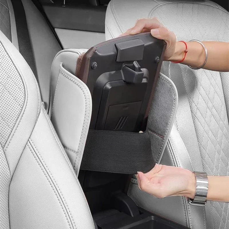 Car Armrest Box Height Increase Pad with Storage Bag PU Leather Memory Foam Universal Fit for Most Cars Easy Installation