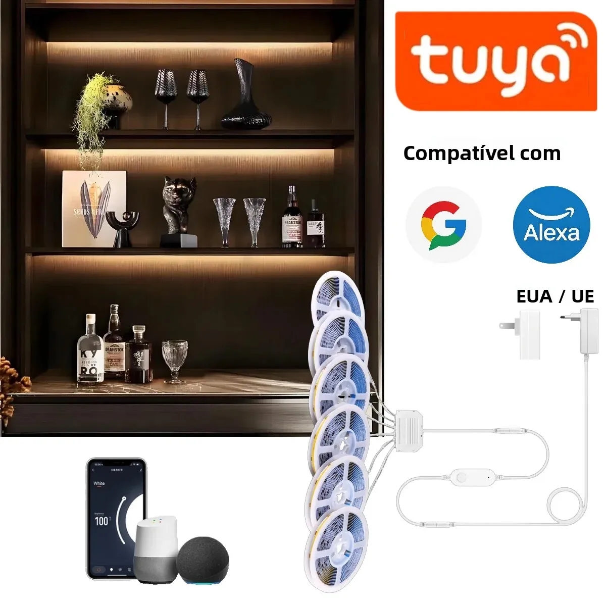 fitas-de-luz-led-cob-inteligentes-tuya-wifi-controle-remoto-via-app-alexa-e-google-assistant-cortaveis-e-flexiveis-iluminacao-paralela-e-linear